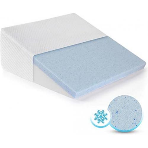 HEALTHEX Bed Wedge Pillow Cooling Memory Foam Top – Elevated Support Cushion