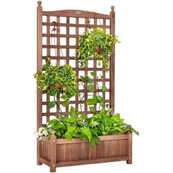 VivoHome 60 Wood Planter Raised Bed With Trellis