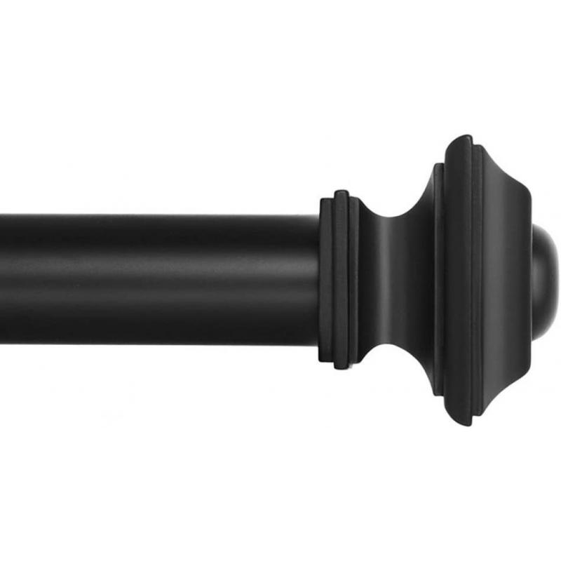 Kamanina Curtain Rod Square Finial (72-144) inch Black