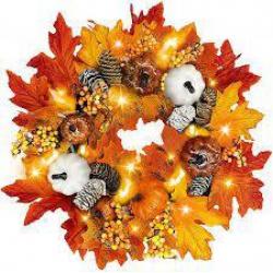 18 Fall Light Up Wreath