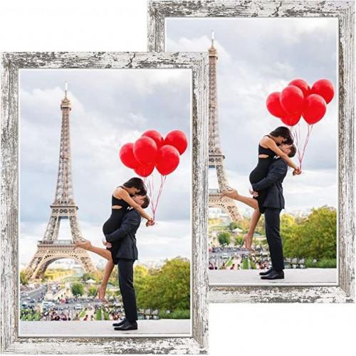 2 pack 13×19 Picture Frame - Rustic White Wood Frame