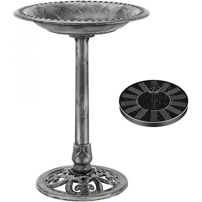 VivoHome Garden Bird Bathd & Pond Fountain Set Gray