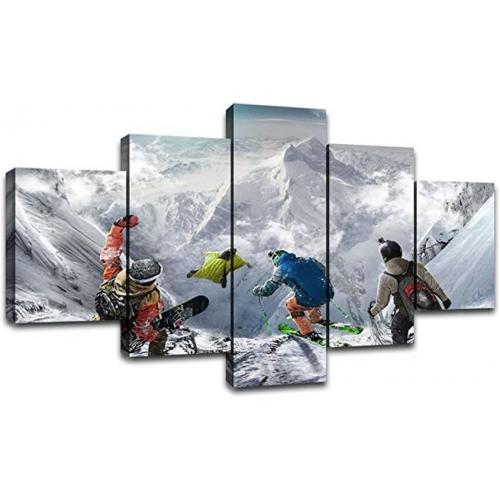 Extreme Sport Wall Art Skiing 5 Panel canvas