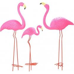 Family flamingos yard stakes decorations