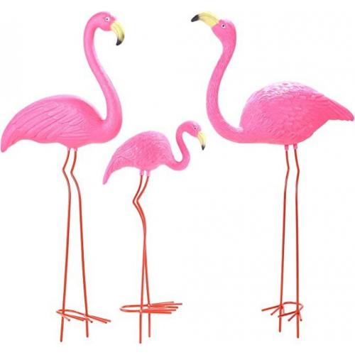 Family flamingos yard stakes decorations