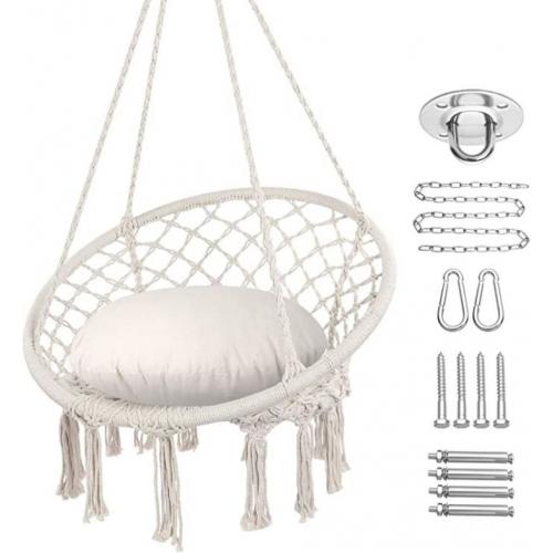 Hammock Chair Macrame Swing with Cushion