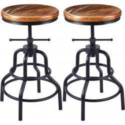 Industrial Vintage Bar Stool, Set of 2, (iron backrust)