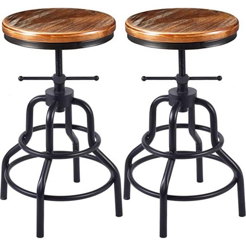 Industrial Vintage Bar Stool, Set of 2, (iron backrust)