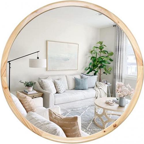 Natural Wood Mirror 24 Decorative Rustic Large Circle Mirror
