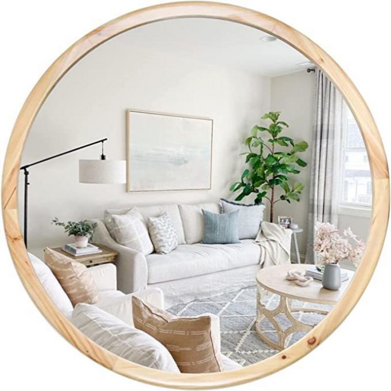 Natural Wood Mirror 24 Decorative Rustic Large Circle Mirror