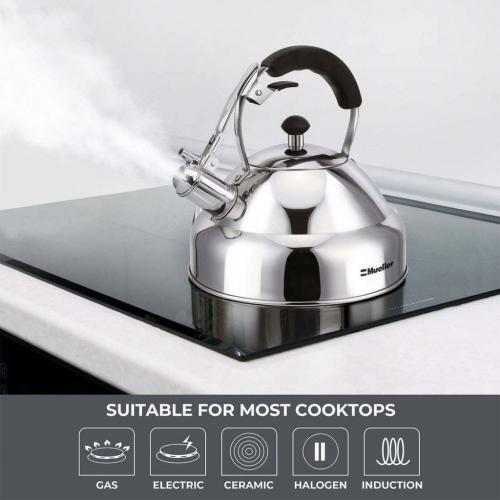 Müeller Stove Top Whistling Kettle - Stainless Steel - 100 oz