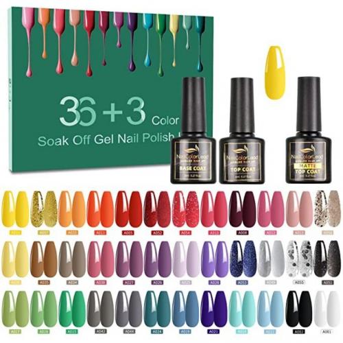 Gel Nail Polish Set - Nail Art Salon Kit - Soak-off UV & Led Cured - 36 Colors