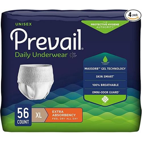 Prevail proven extra large pull up diapers unisex, 56 count
