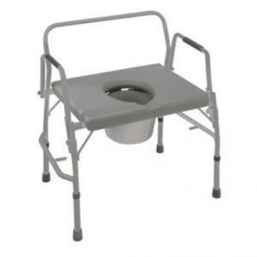 Heavy Duty Drop-Arm Welded Steel Commode Gry 1/Ct Healthsmart Authorized Dealer
