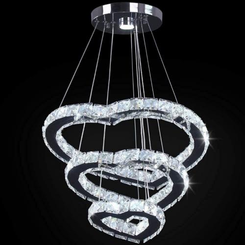 Crystal Heart Rings Chandelier, (Heart Cool White)