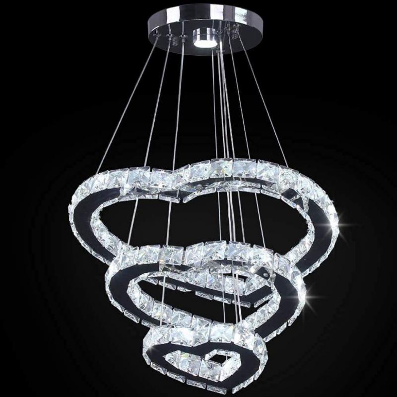 Crystal Heart Rings Chandelier, (Heart Cool White)