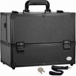 Joligrace Professional Train Case, Large, 6 drawers, Black