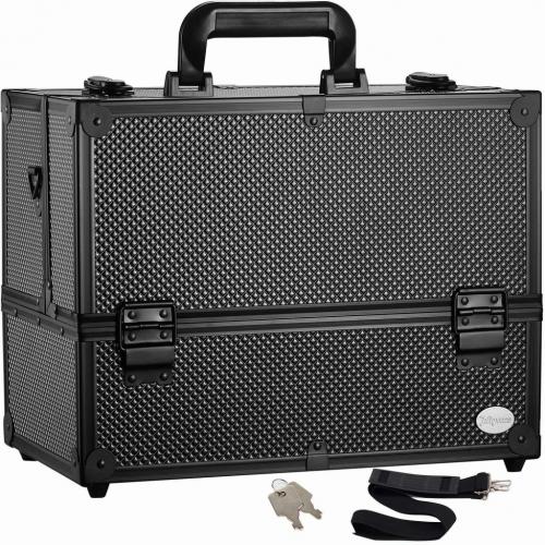 Joligrace Professional Train Case, Large, 6 drawers, Black