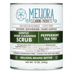 Meliora Cleaning Products Gentle Home Cleaning Scrub - Scouring Cleanser for Kitchen, Tube, and Tile, 12 oz. (Peppermint Tea Tree)