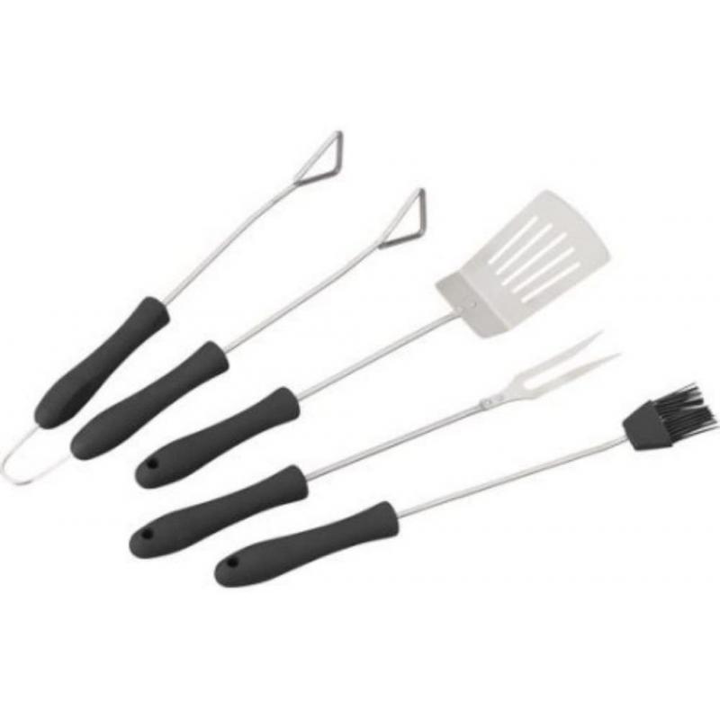 4 Piece BBQ Tool Set W/ Comfort Grip Stainless Steel Spatula Tong Fork Brush NWT
