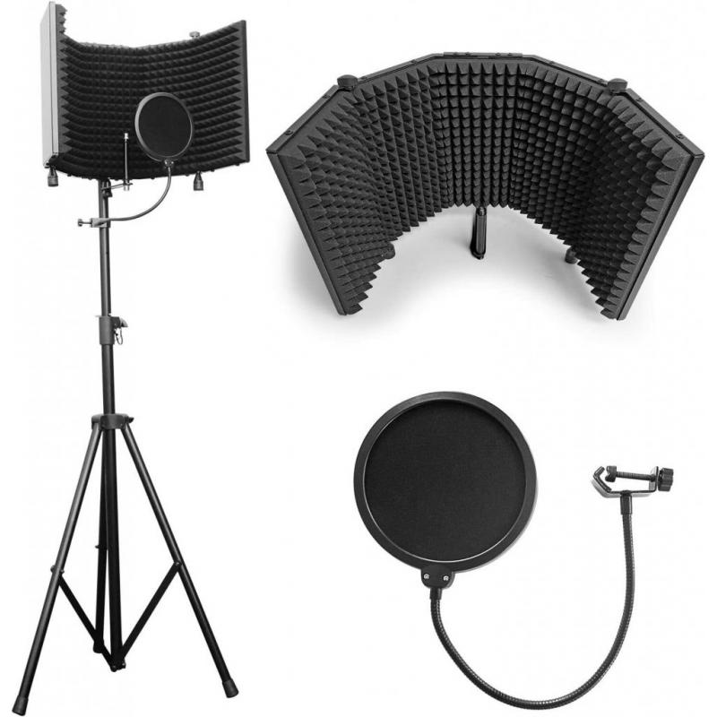 Desktop microphone recording SHIELD with tripod