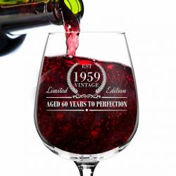 1959 Vintage Edition Birthday Wine Glass for Men and Women (60th Birthday)