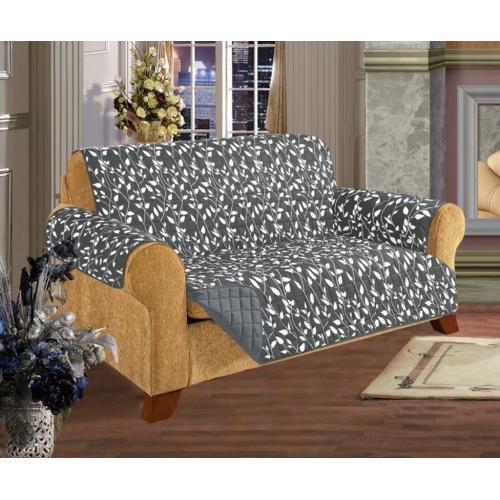 Elegant Comfort Quilted Leaf Design ReversibleFurniture Protector - Gray - Love Seat