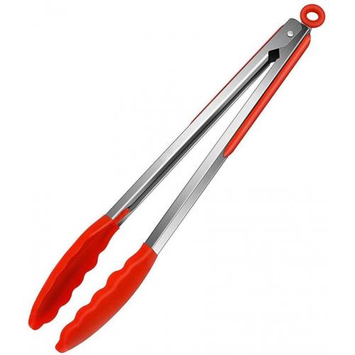 Barbecue Tongs, 16 Stainless Steel Tong BBQ Grill, Heat-Resistant, Silicone Hand Grip, Food Tongs Kitchen & Barbecue