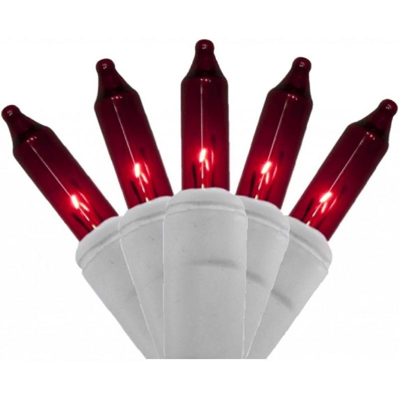 Holiday Essentials 100 Ultra-Brite Red Lights with White Wire - Indoor/Outdoor Use - UL Listed