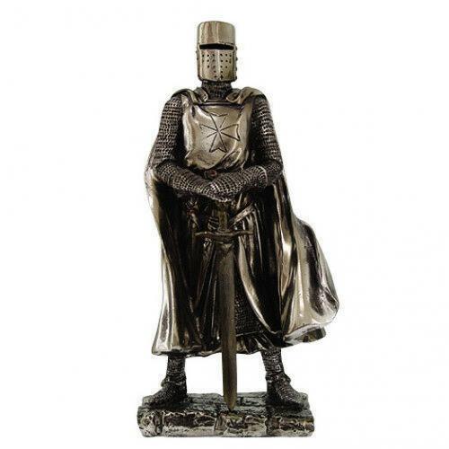 Crusader Knight Statue Silver Finishing Cold Cast Resin Statue 7