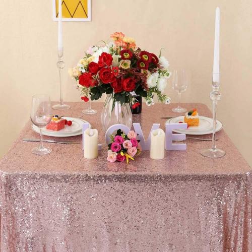 Zdada 70inchX70inch Square Sequin Tablecloth For Wedding/Party-(Rose Gold)