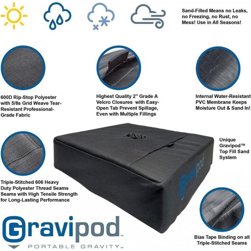 Gravipod 18 Square Umbrella Base Weight Bag - Up to 110 lbs.