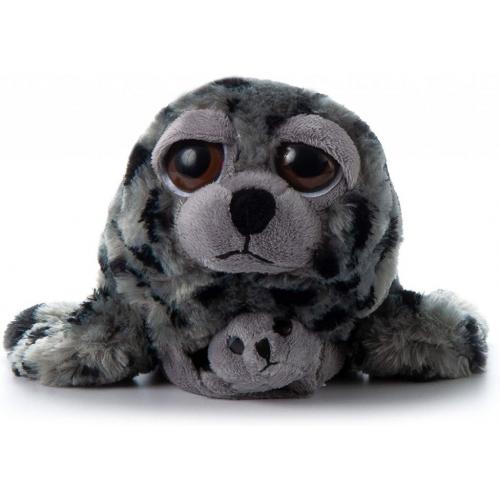 The Petting Zoo Mom and Baby Harbor Seal Stuffed Animal, Gifts for Kids, Pocketz Zoo Animals, Harbor Seal Plush Toy 14 inches