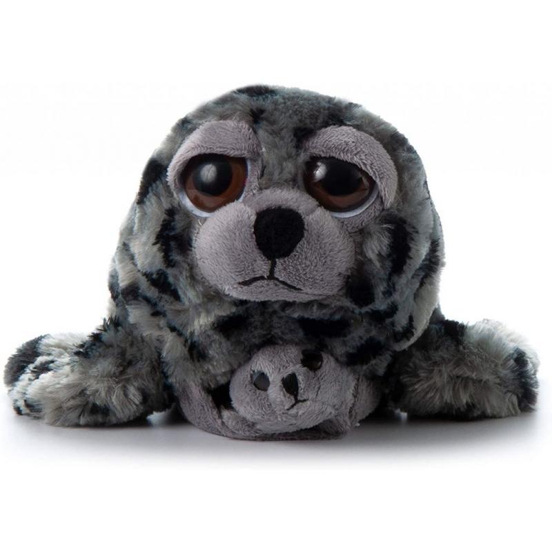The Petting Zoo Mom and Baby Harbor Seal Stuffed Animal, Gifts for Kids, Pocketz Zoo Animals, Harbor Seal Plush Toy 14 inches