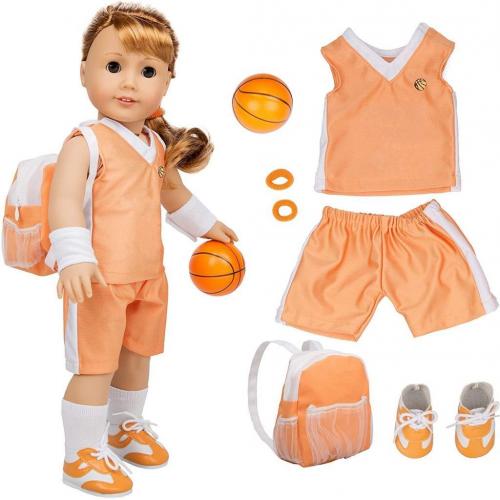 Dress Along Dolly Basketball Uniform Outfit for American Girl & 18 Dolls
