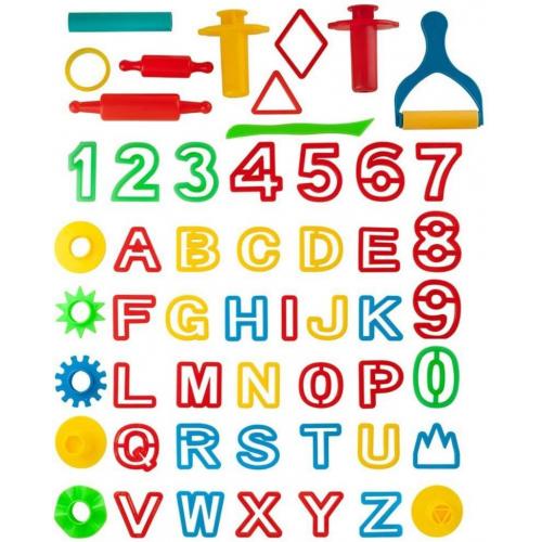 Kiddy Dough 42-Piece Play Dough Tool Kit & Clay Party Pack w/Letters and Numbers