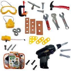 Kids Tool Set , 28 Pretend Play Tools With Toy Storage - Skoolzy