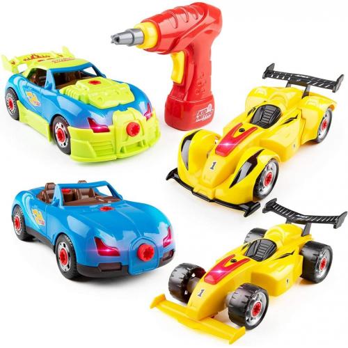 USA Toyz Kid Nitro Race Car Building Toys for Kids - 2 Pack Model Cars, Educational Toys Take Apart STEM Toys, Build Your Own Toy Cars with Toy Drill (52 Pieces)