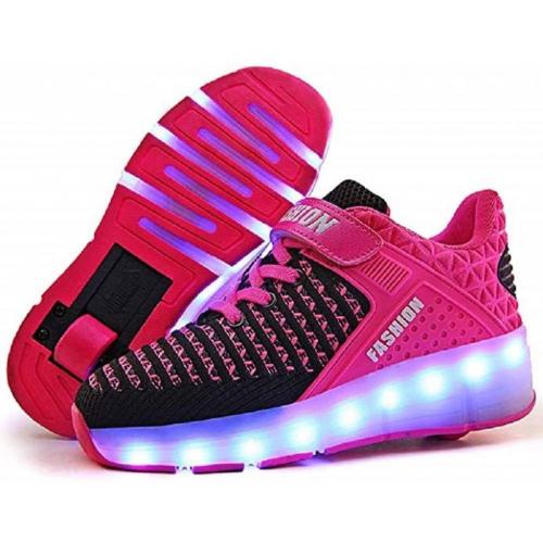 SDSPEED 7 Colors LED Rechargeable Kids Roller Skate Shoes, Size 31