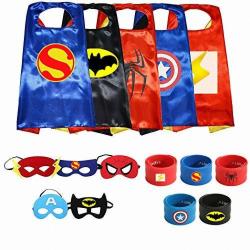 Superheros Cape and Mask Costumes Set Includes Bonus Matching Wristbands for Kids