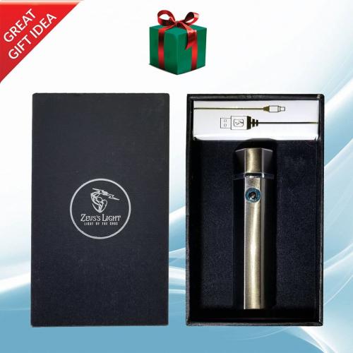 Electric Dual Arc Plasma Lighter, USB Rechargeable Flameless and Windproof for Cigars Cigarettes Grilling and Fireplaces (Silver)
