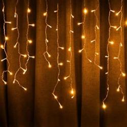 Warm White 10 Ft 96 Led Window Curtain Icicle String Lights for Wedding Party Home Garden Bedroom Outdoor Indoor Wall Decorations