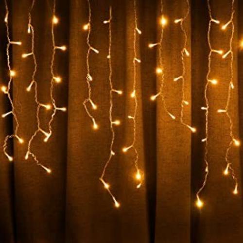 Warm White 10 Ft 96 Led Window Curtain Icicle String Lights for Wedding Party Home Garden Bedroom Outdoor Indoor Wall Decorations