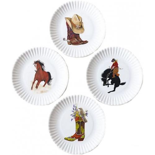 Set of 4 Western-Themed Appetizer Party Faux Paper Plates-6