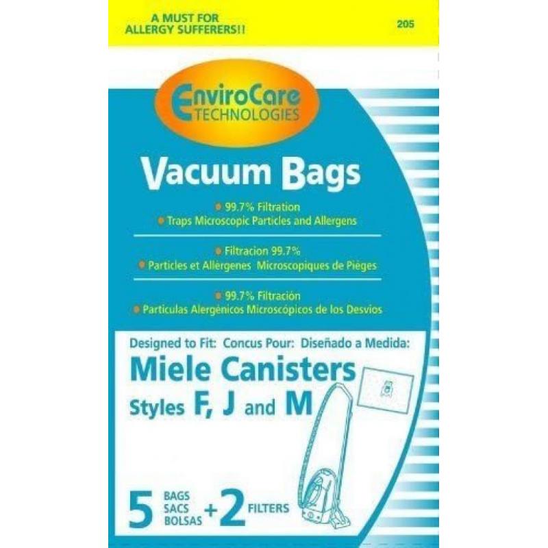 Envirocare Replacement Bags For Miele F J M Microfiltration Vacuum Bags - 10 Bags + 4 Filters