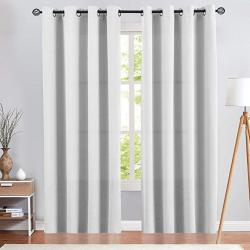 Vangao Room Darkening Curtain 84 Inches, Greyish White