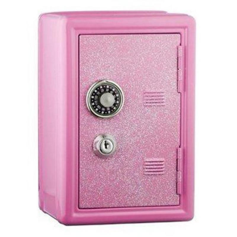 7 Glitter Locker Safe Bank - Pink