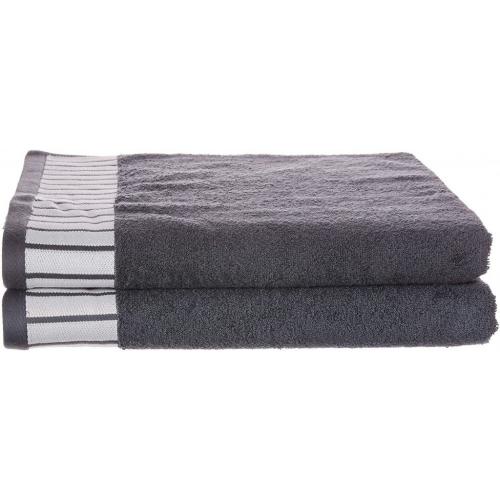 His & Hers 2 Pack Cotton Bath Towel Set - Grey