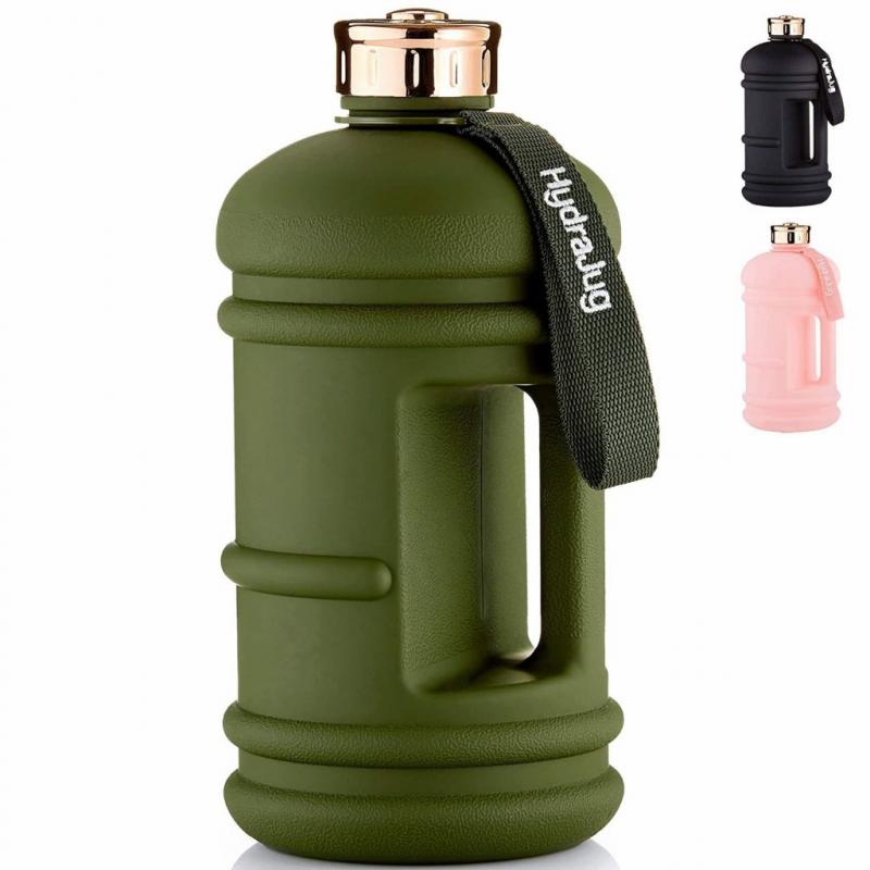 Half Gallon Water Jug | Dishwasher Safe BPA Free Material | Easy to Carry, Big Capacity, Reusable Large Water Bottle for Daily Hydration, Fitness, Gym [1/2 Gallon] (Army Green Rose Gold Edition)