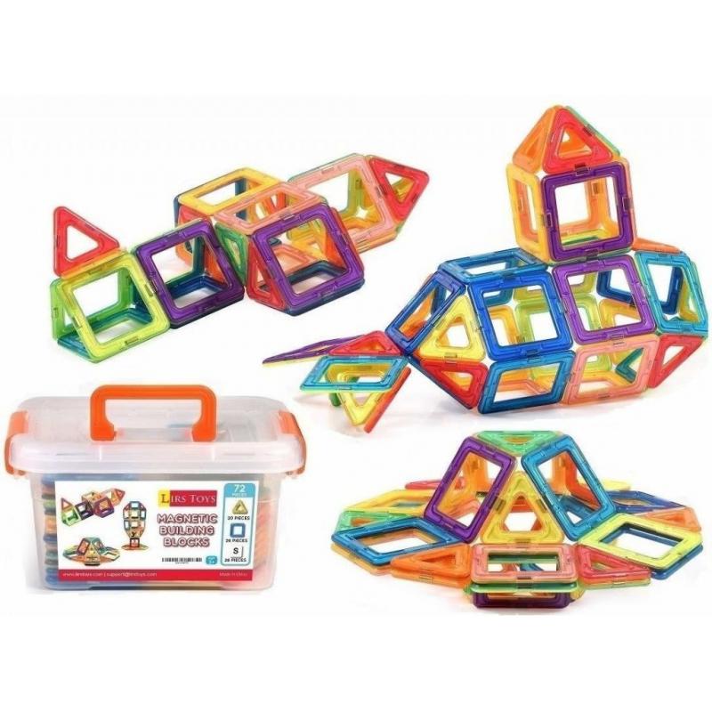 Lirs TOYS 72-pcs: Magnetic Blocks, Magnetic Tiles, Building Blocks Set for Kids/Toddlers - Great for 3+ Year Old .Creativity & Educational Toys for Boys/Girls.Premium 3D